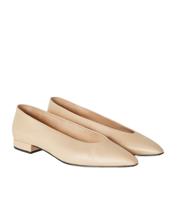 Loro Piana Rebecca Calfskin Ballerina Flats In Nude