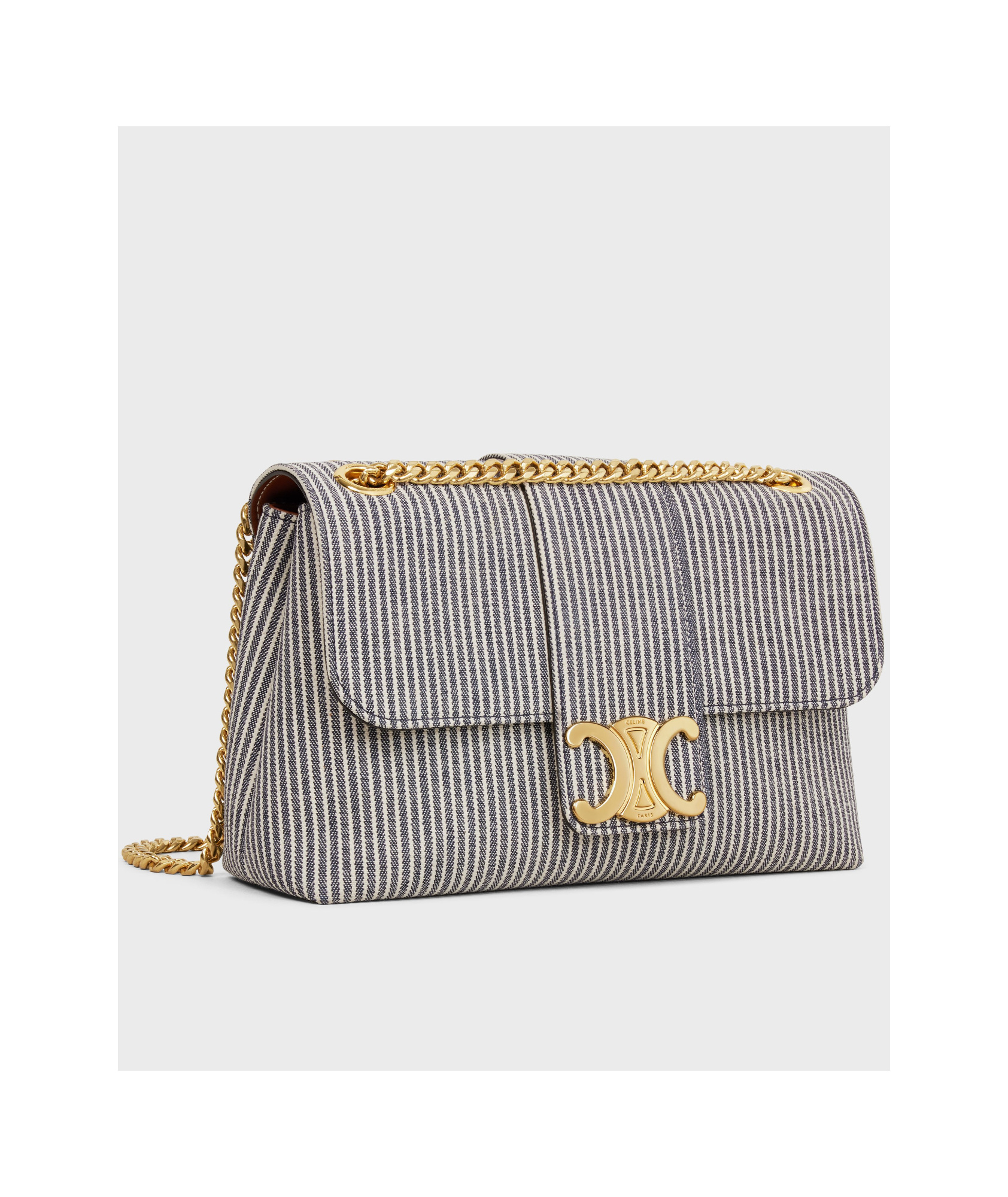 Celine Medium Victoire Bag In Striped Textile
