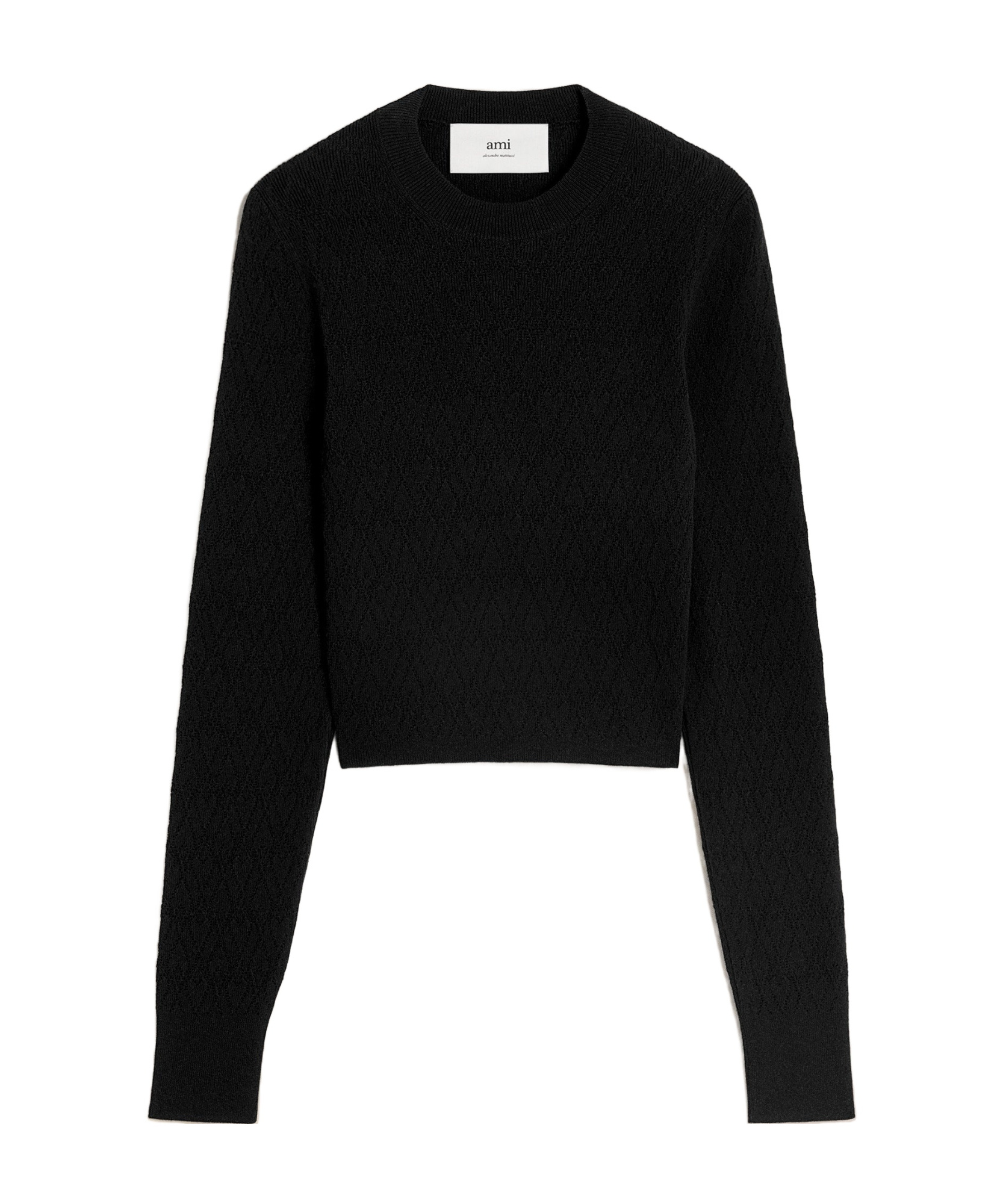 Ami Alexandre Mattiussi De Coeur Mesh Round-neck Sweater In Black