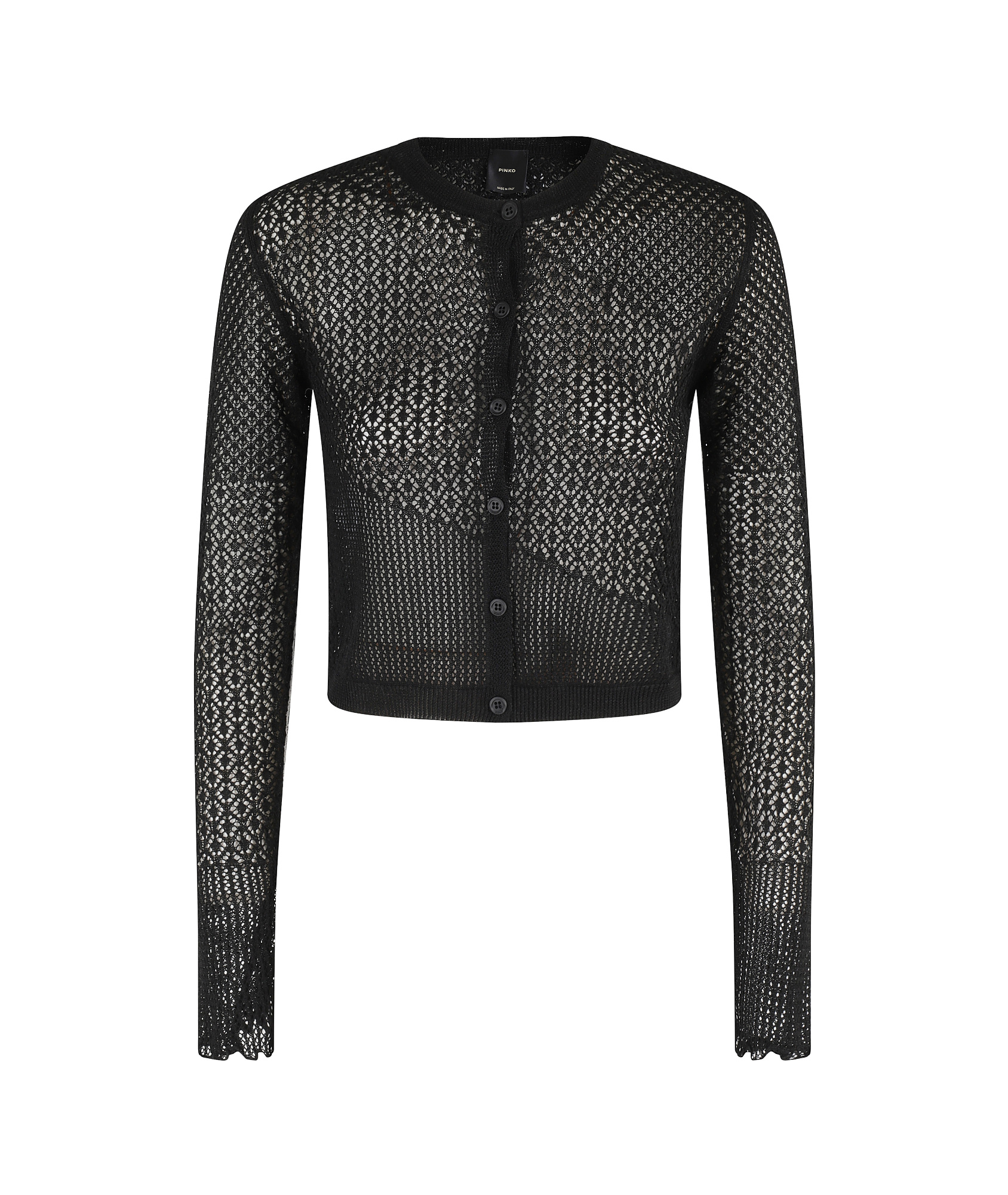 Shop Pinko Long-sleeved Knitted Cardigan In Black
