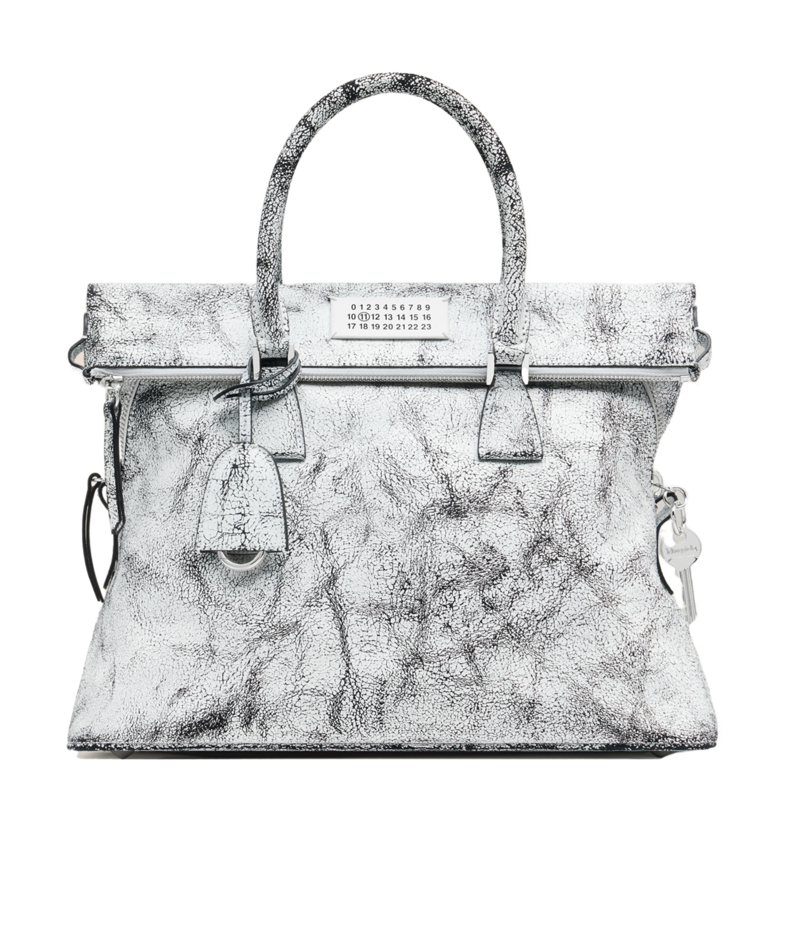 Maison Margiela Textured Leather Shoulder Bag With Top Handles In White
