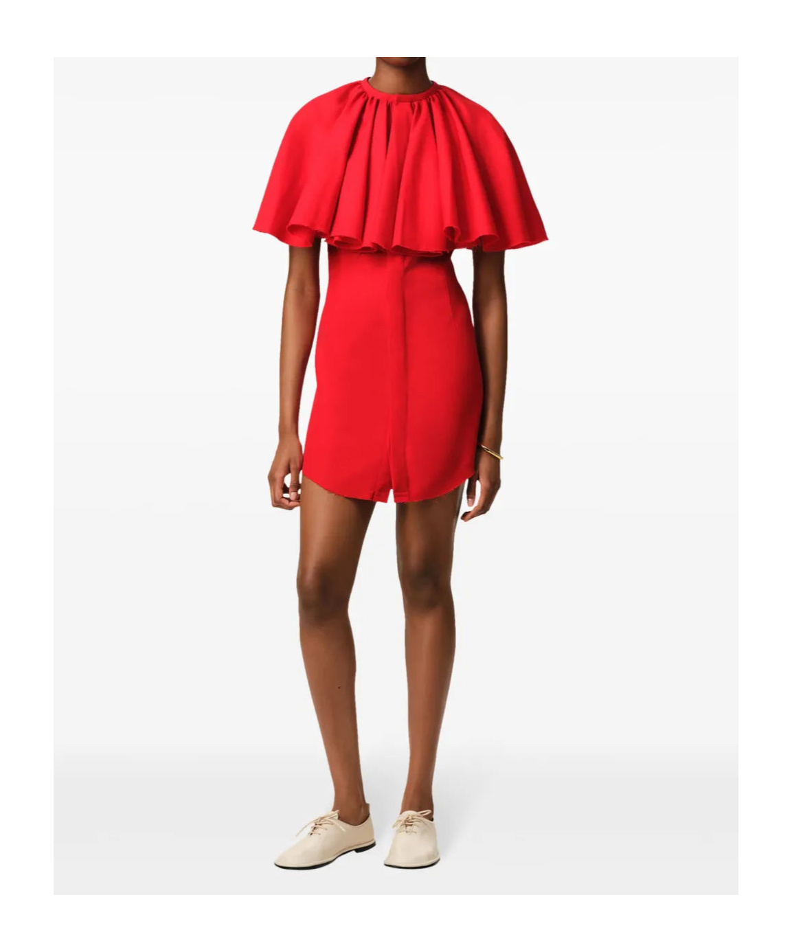 Ami Alexandre Mattiussi Red Wool Shirt Dress With Ruff Red In Red