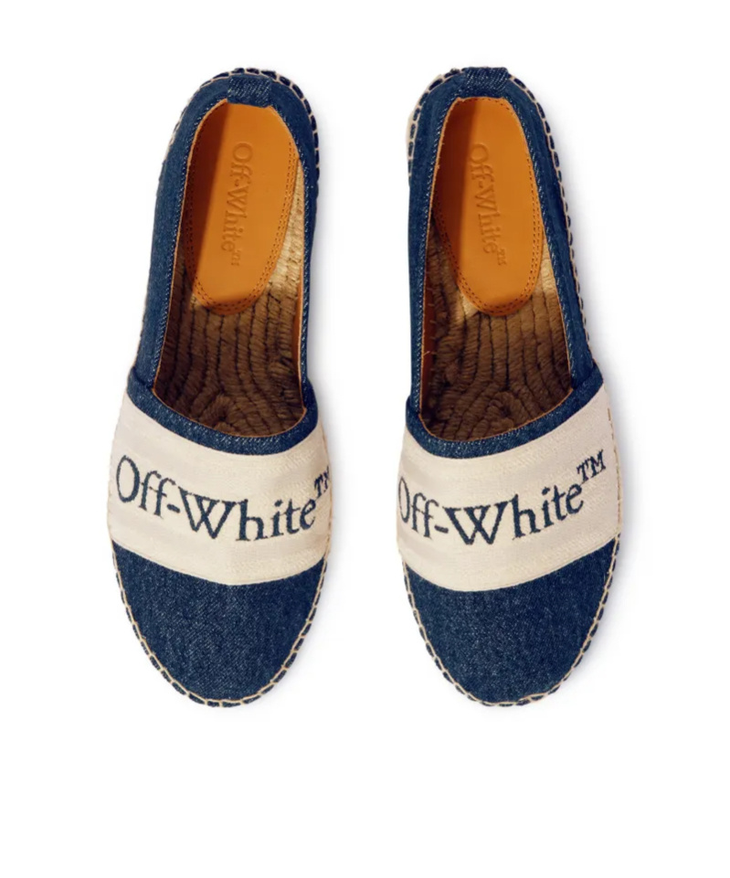Off-white Blue Denim Bookish Espadrilles In Nude