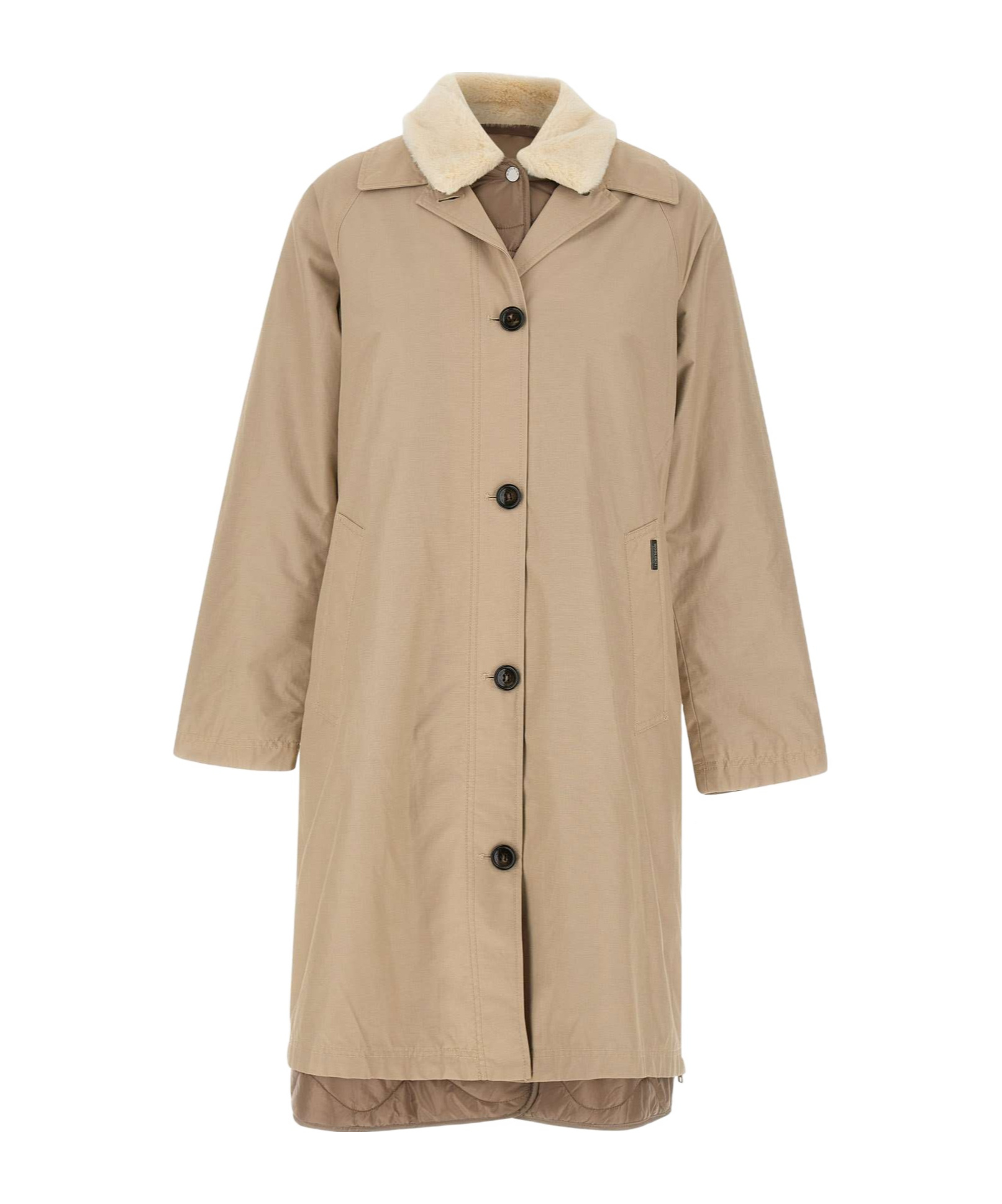 Woolrich Faux-fur Collar Coat In Multi