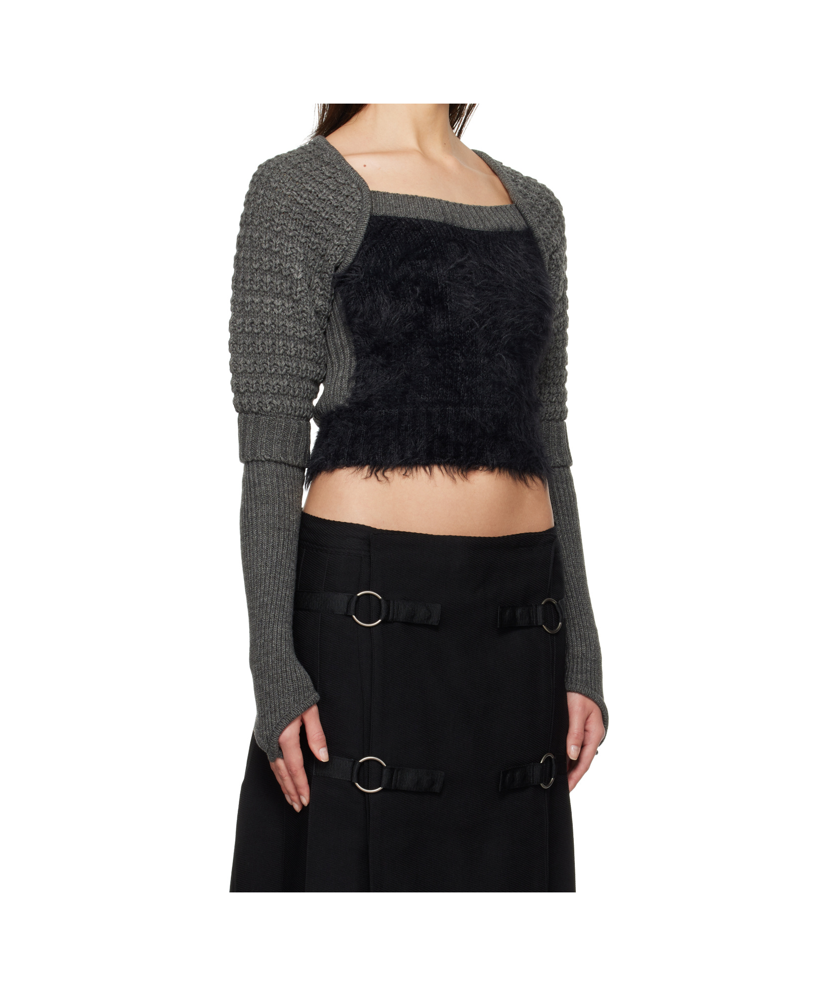 Andersson Bell Grob Gestricktes Oberteil Aus Faux Fur In Black