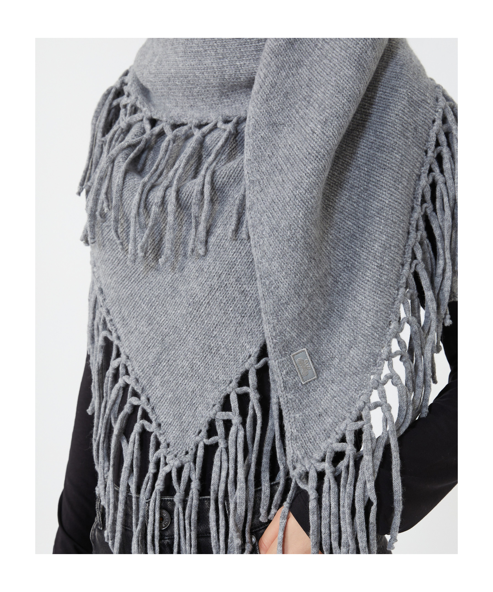 Weekend Max Mara Wool Shawl With Fringes In Gray