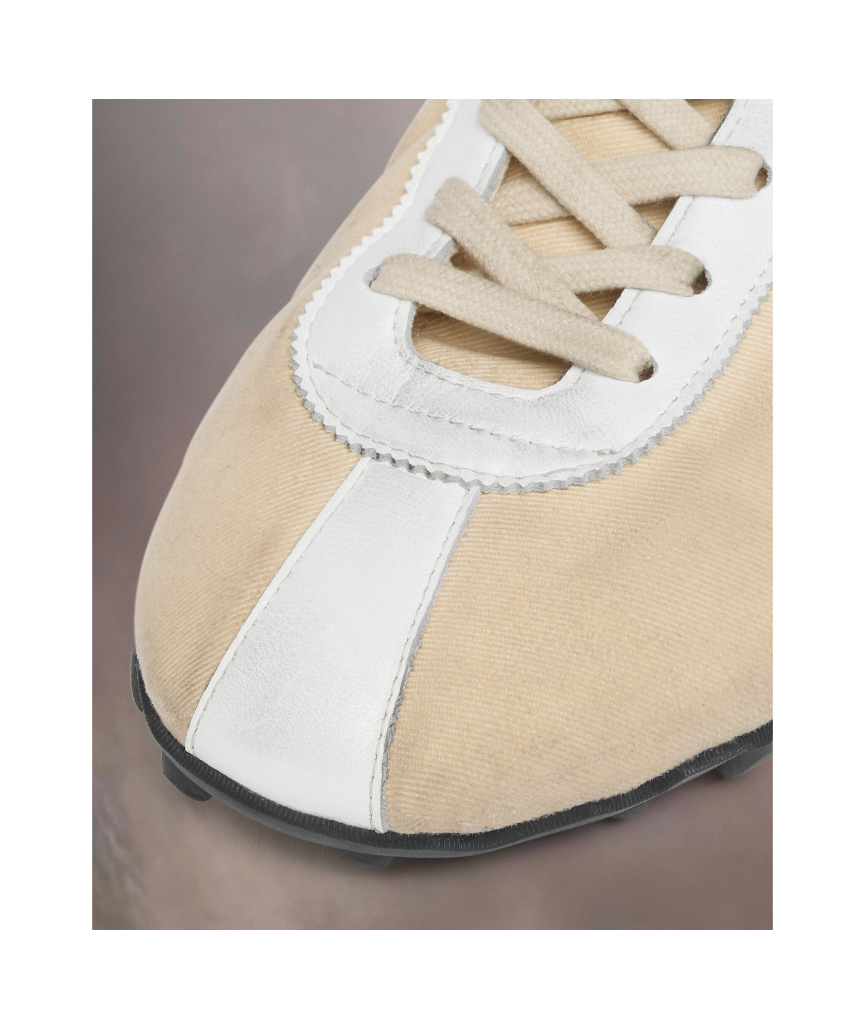 Maison Margiela Leather Lace-up Trainers Featuring Suede Accents In White