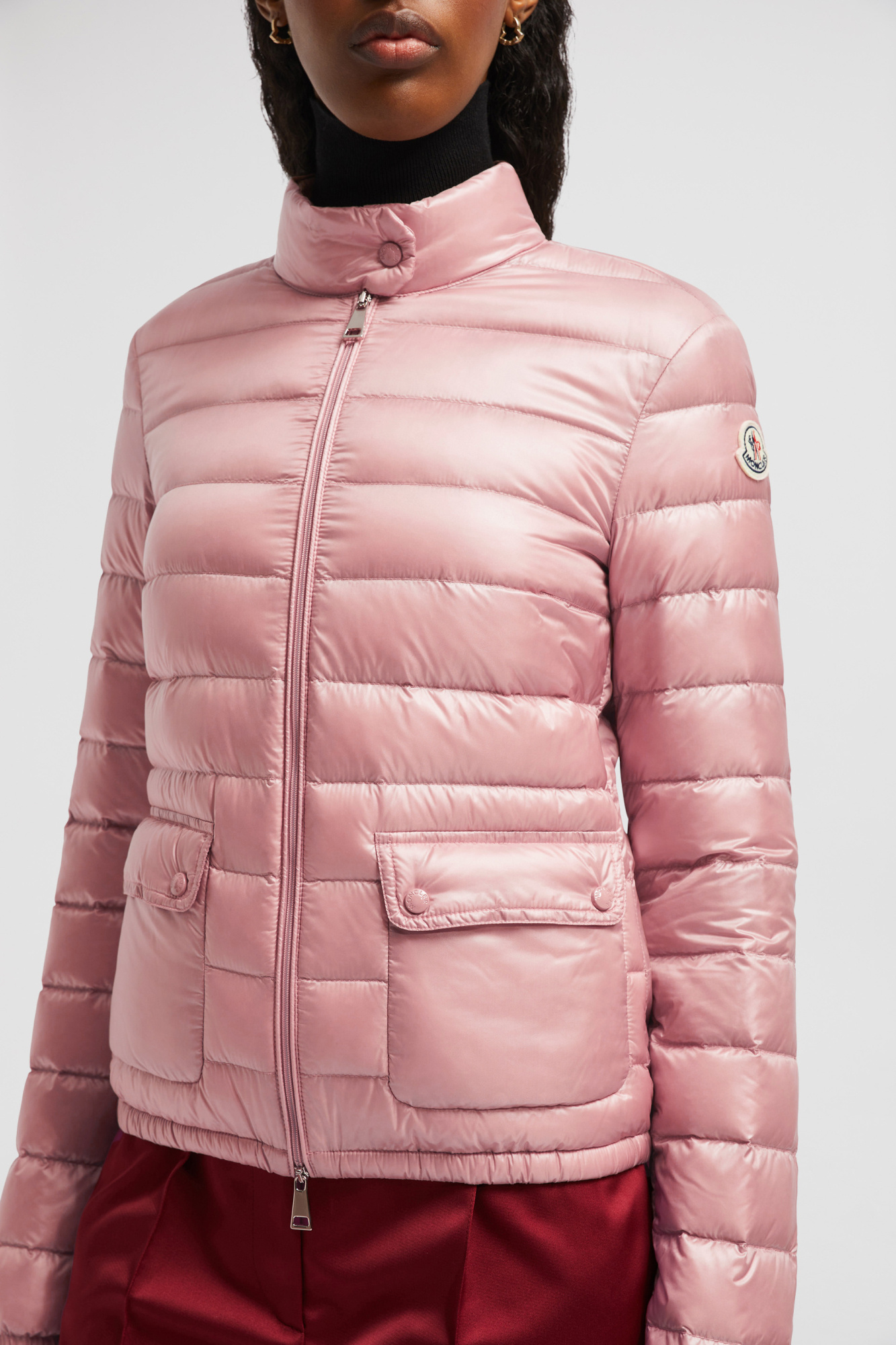 Moncler Lans Short Down Jacket In Pink