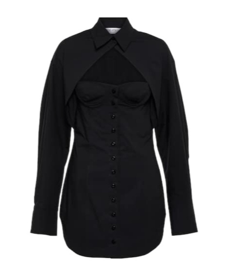 Attico Cutout Cotton-blend Minidress In Black