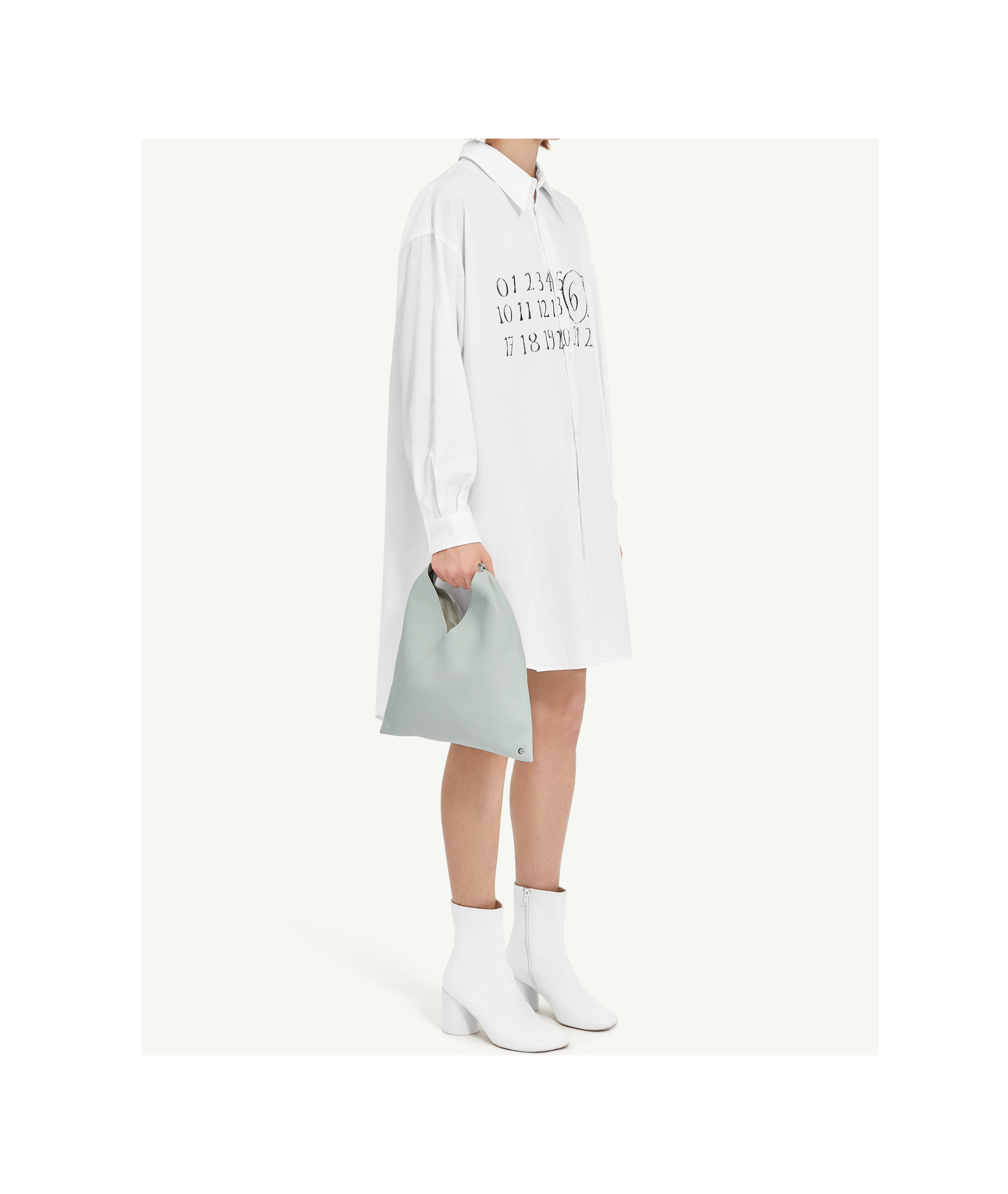 Mm6 Maison Margiela Signature Numbers Motif Shirt Dress In White