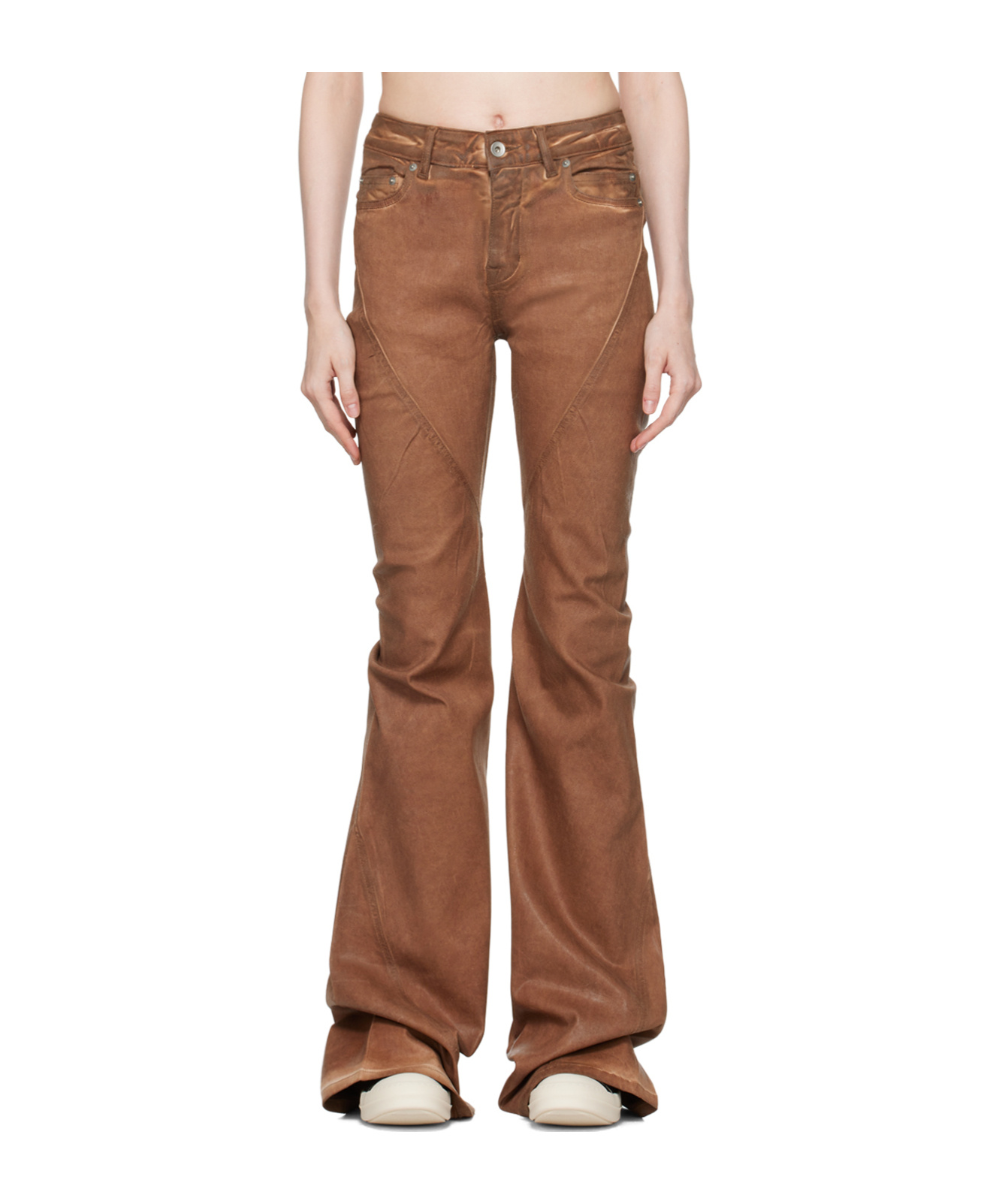 Rick Owens Drkshdw Porterville Bootcut Jeans In Brown