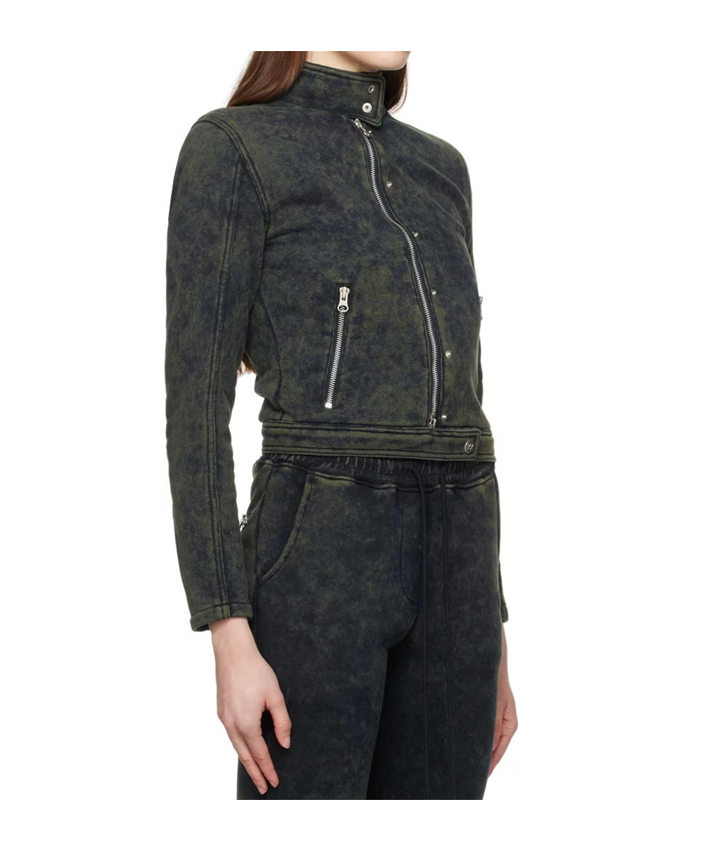 Open Yy Faded Motorcycle Jacket In Blue
