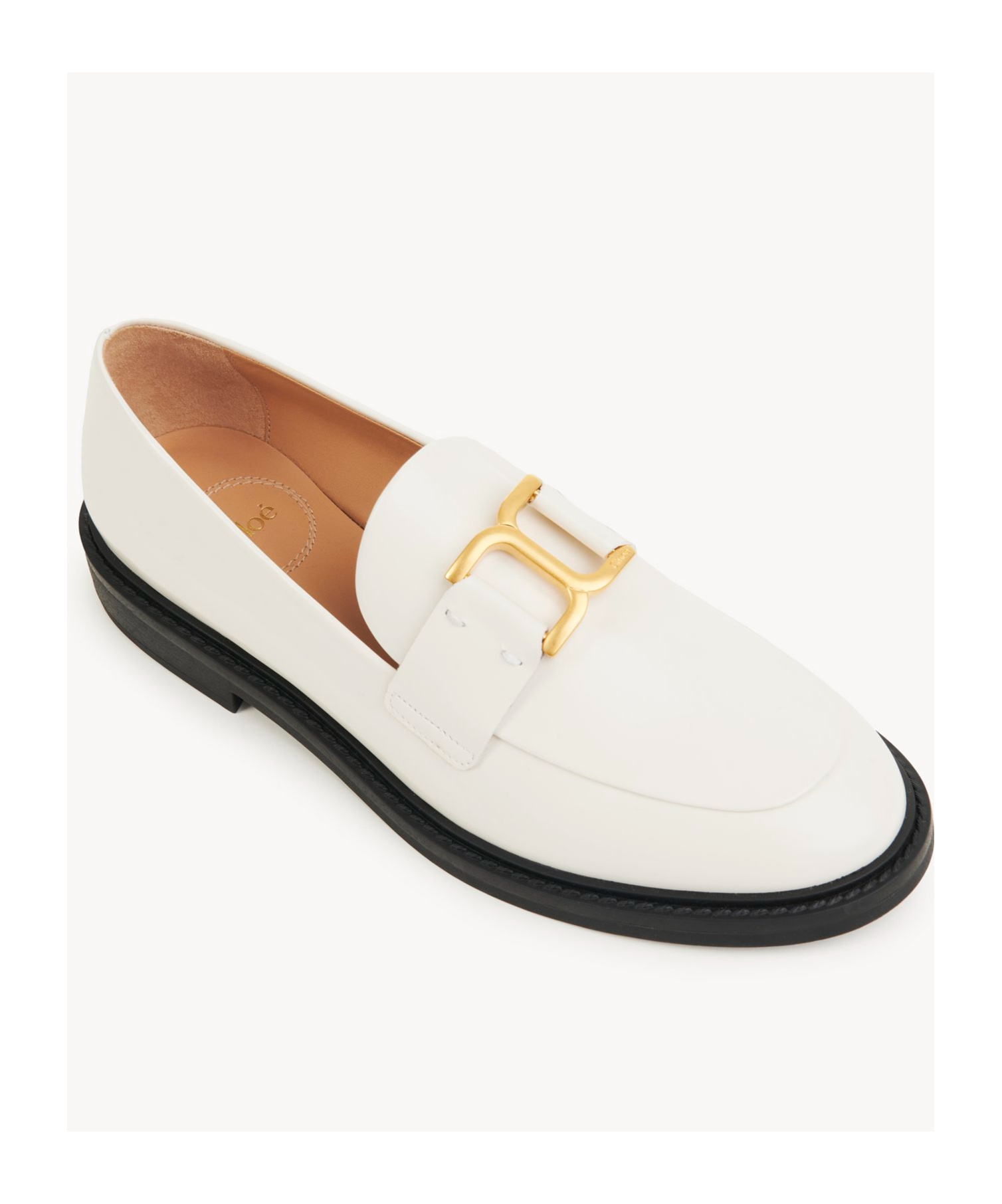 Chloé Marcie Embellished Leather Loafers In White