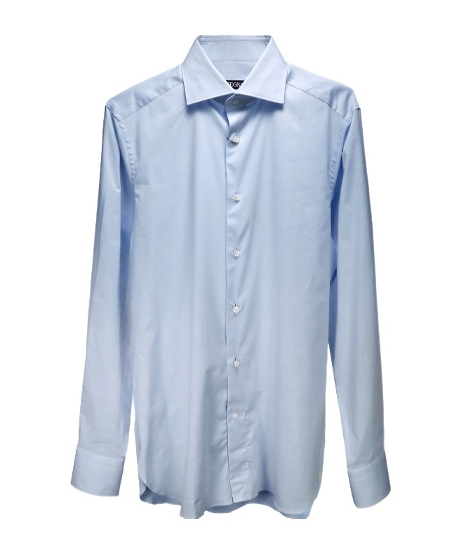 Shop Zegna Long-sleeved Lapel Shirt In Blue