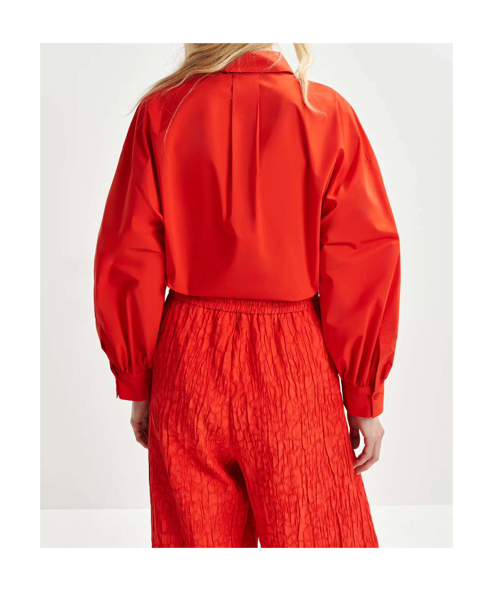 Essentiel Antwerp Red Oversized Shirt With Pleated Cuffs In Red
