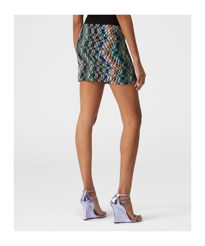 Missoni Zigzag Wool-cotton Mini Skirt In Blue