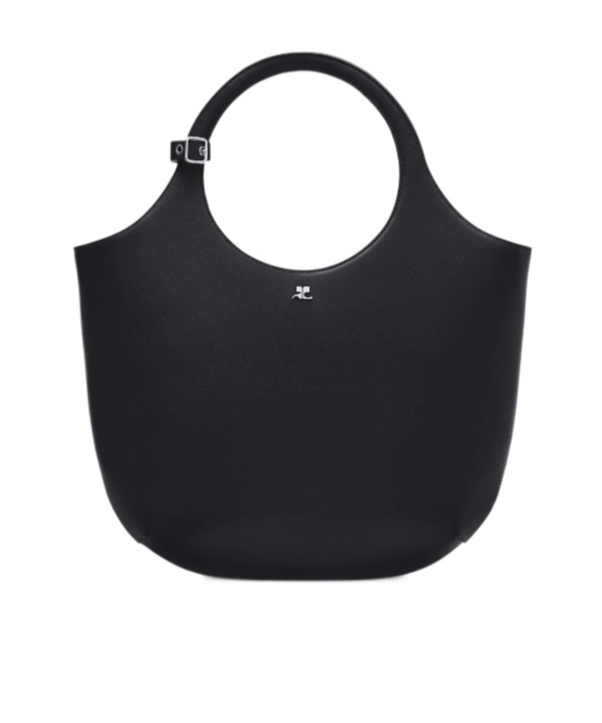 Shop Courrèges Holy Midi Leather Bag In Black
