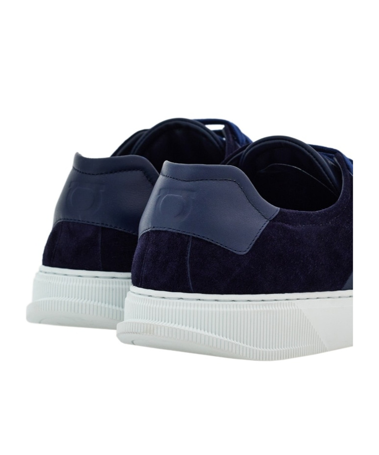 Ferragamo Lace-up Low-cut Sneakers In Midnight Blue