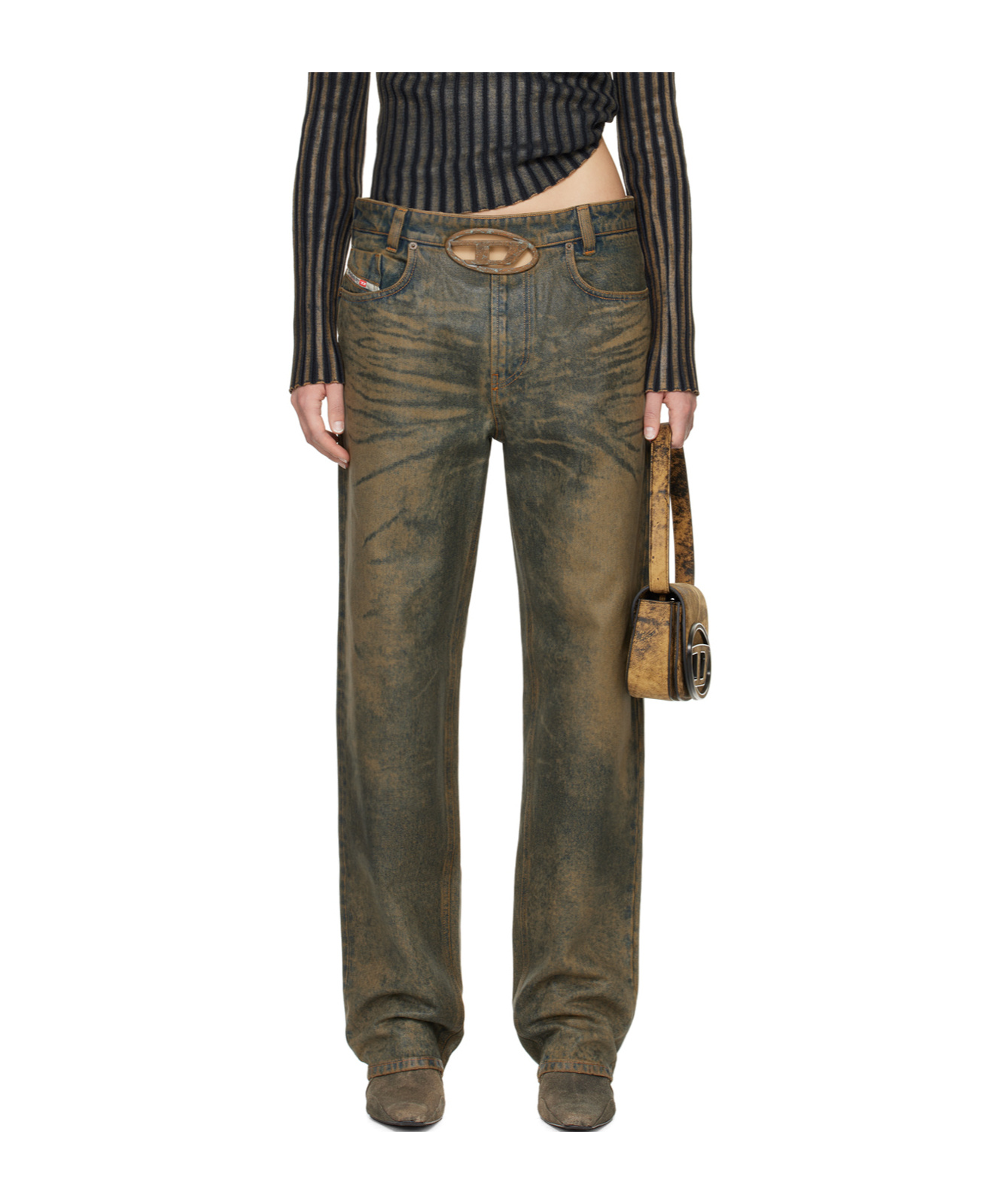 Diesel Belt Loop Side Pocket Jeans In Green