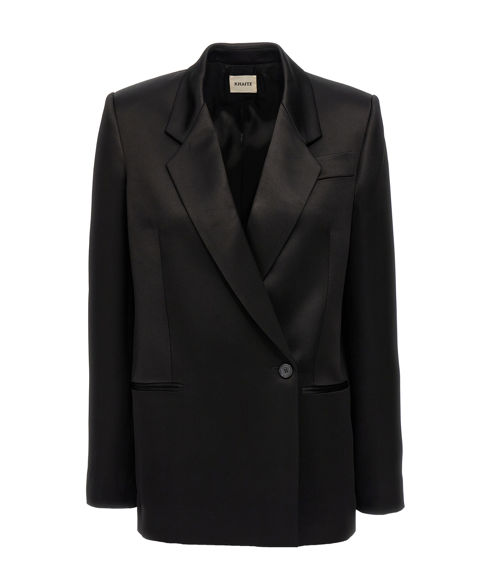 Khaite Willow Double-breasted Mikado Blazer In Black