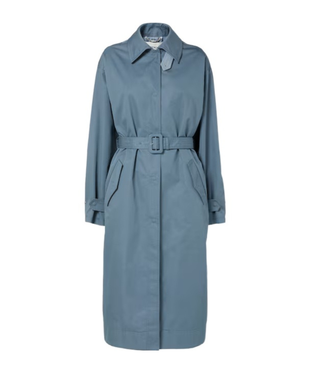 Fendi Gabardine Trench Coat In Blue