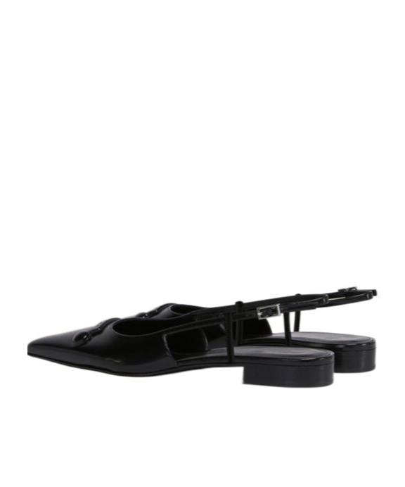 Marni Black Leather Trunkaroo Pointed Toe Slingback In Black