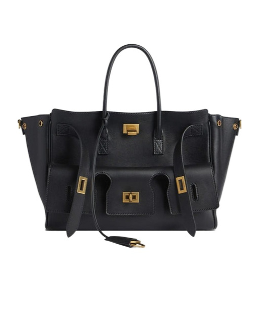 Balenciaga Women Black Leather Medium Carry All Bel Air Shopping Bag In Black