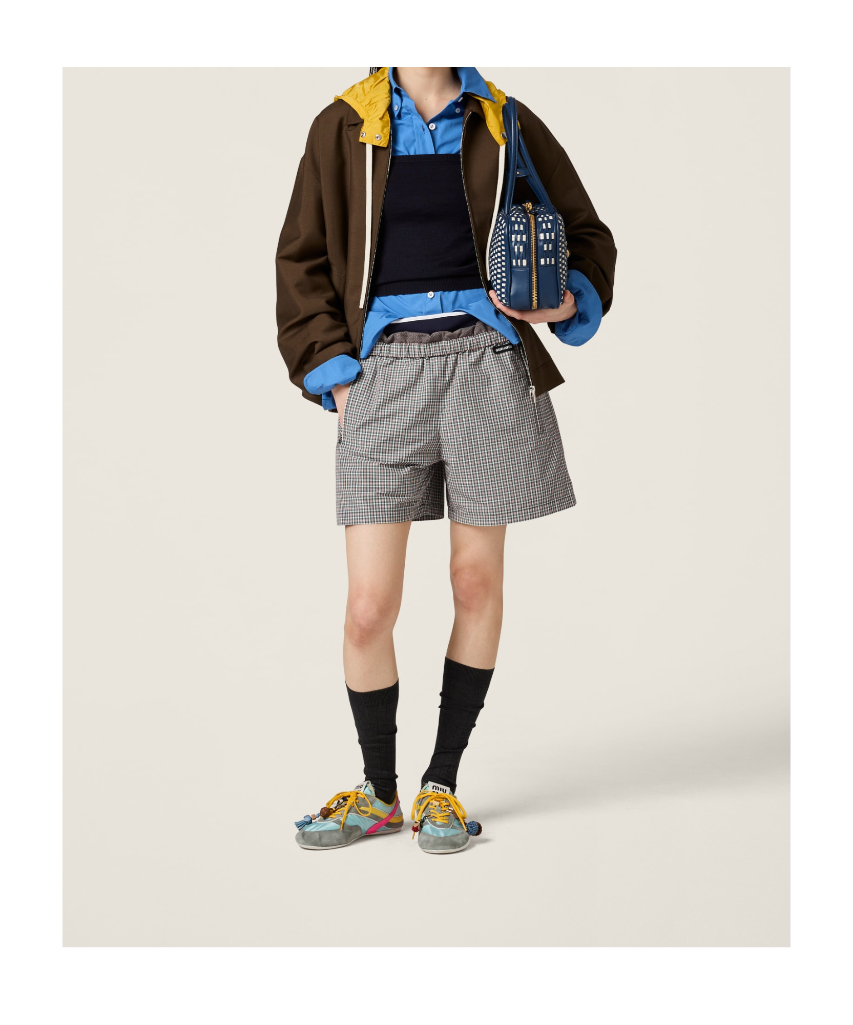 Miu Miu Checked Technical Fabric Bermudas