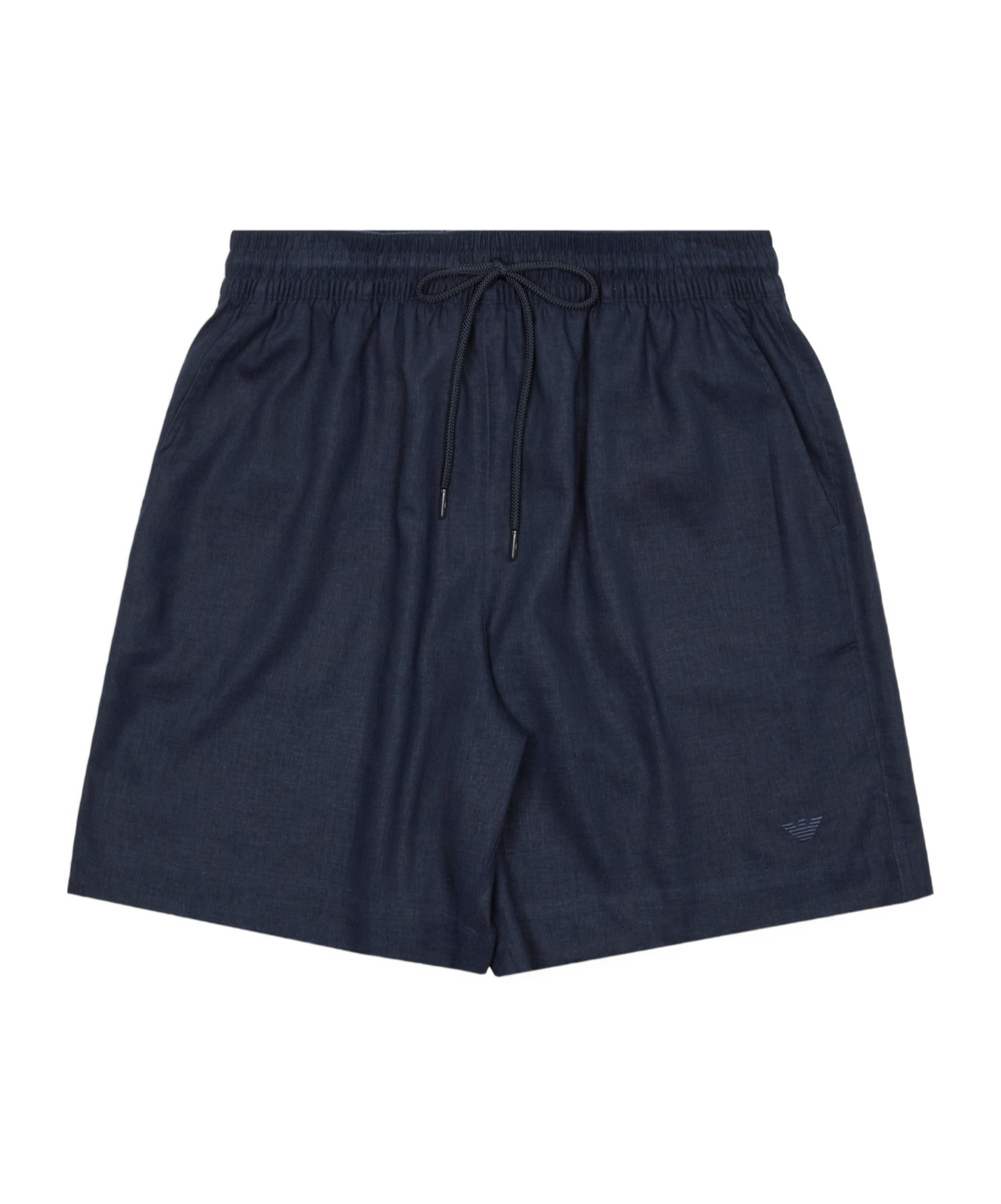 Emporio Armani Linen-blend Beachwear Bermuda Shorts In Black