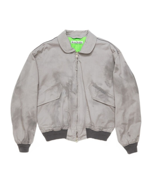 Acne Studios Logo-embroidered Bomber Jacket In Gray