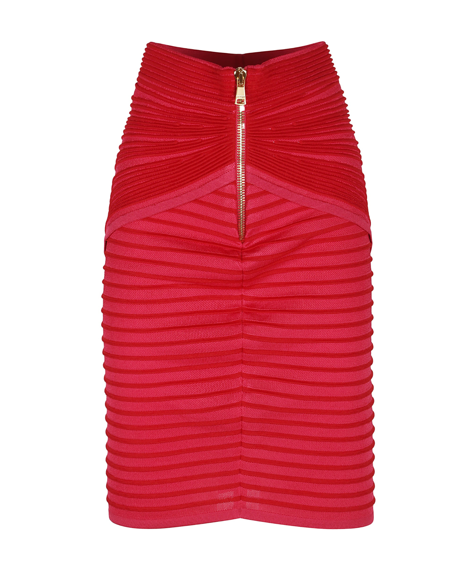 Balmain Flechage Knit Knee Lenght Skirt In Red