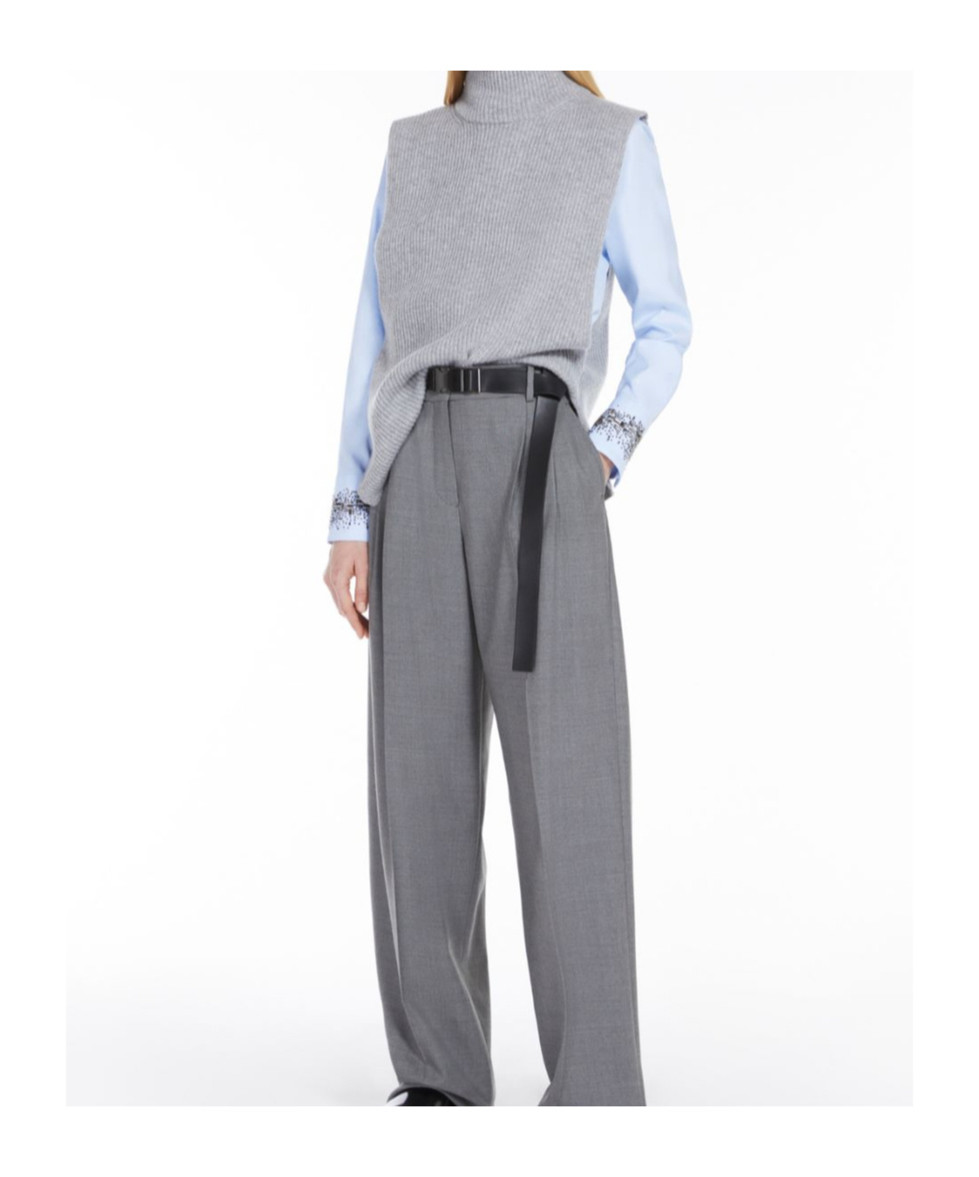 Max Mara Studio Sabbia Waistcoat Grey In Gray