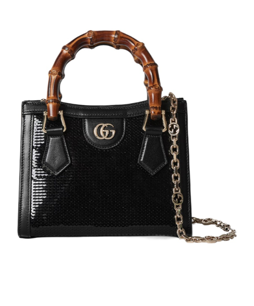 Gucci Diana Embroidered Small Tote Bag In Black