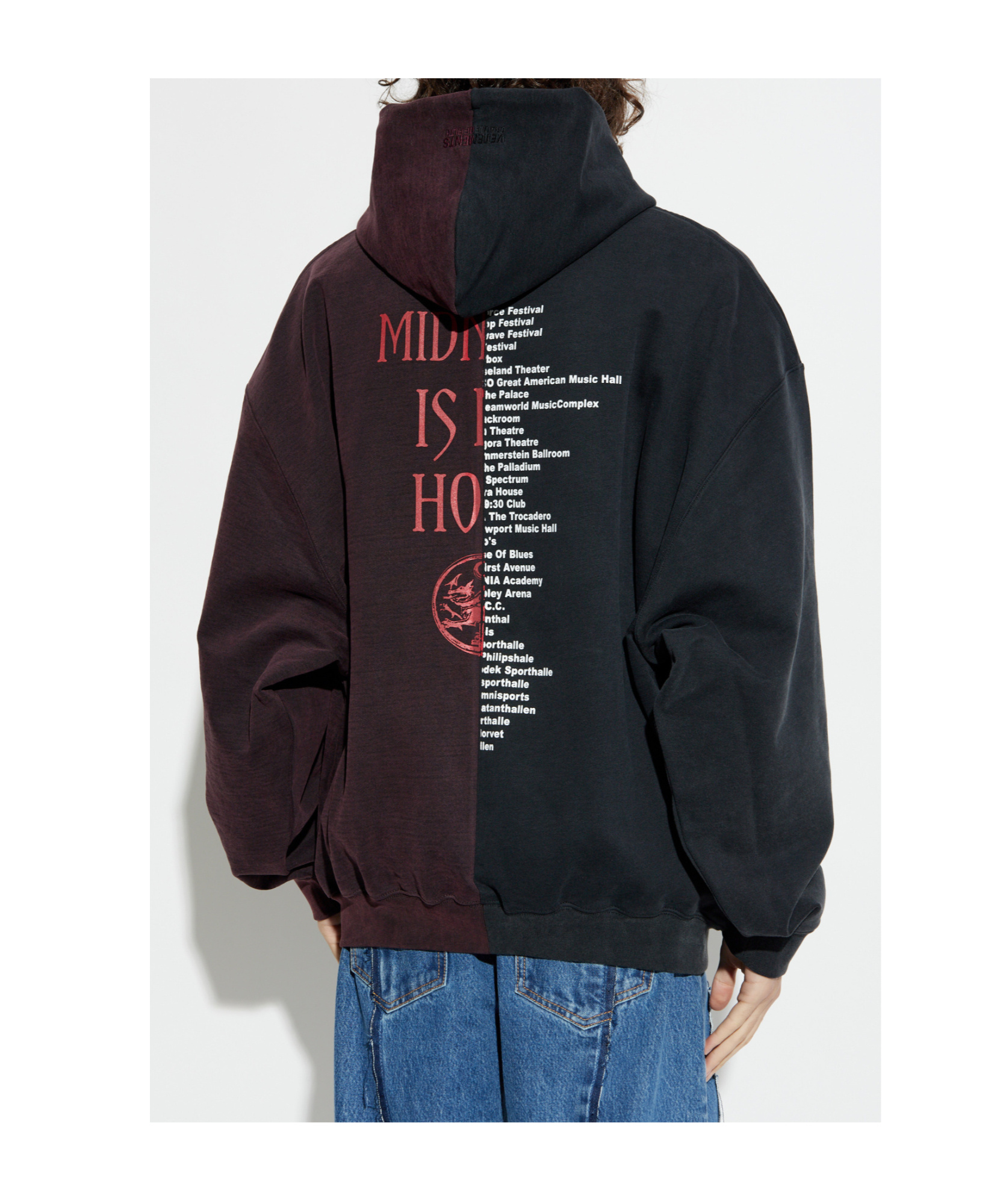Vetements Cradle Of Filth Oversized Panelled Cotton-blend Jersey Zip-up Hoodie In Black