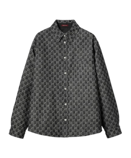 Gucci Reversible Wool And Gg Denim Shirt In Black