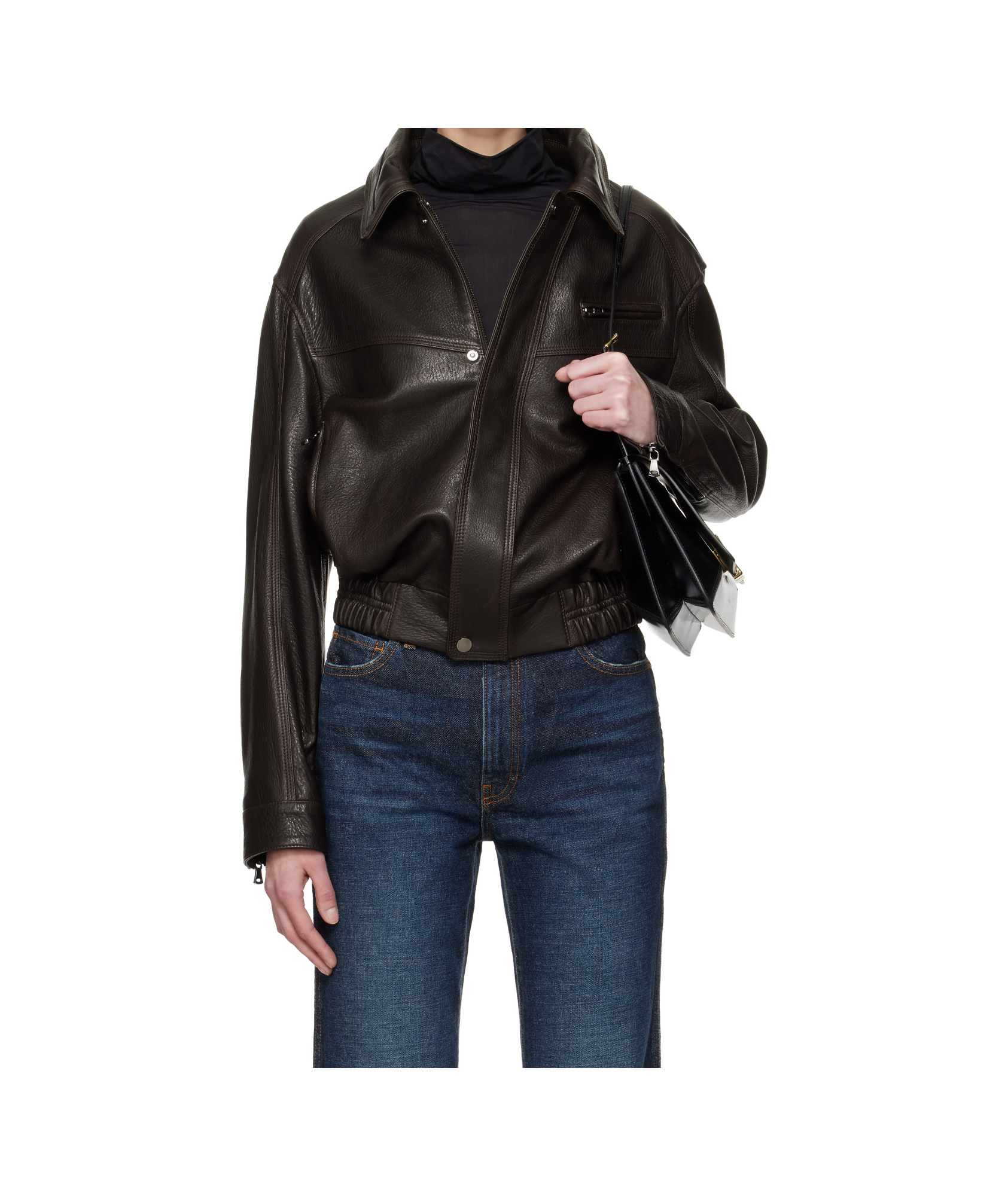 Nour Hammour Clint Long-sleeved Leather Jacket In Black