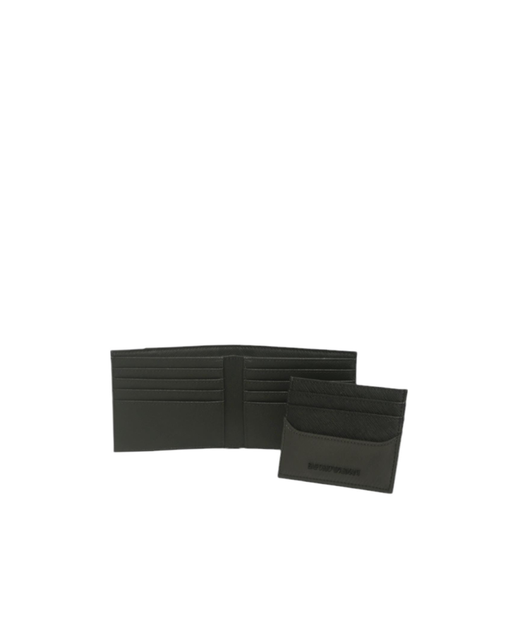 Emporio Armani Logo Wallet And Card Holder Set In Black
