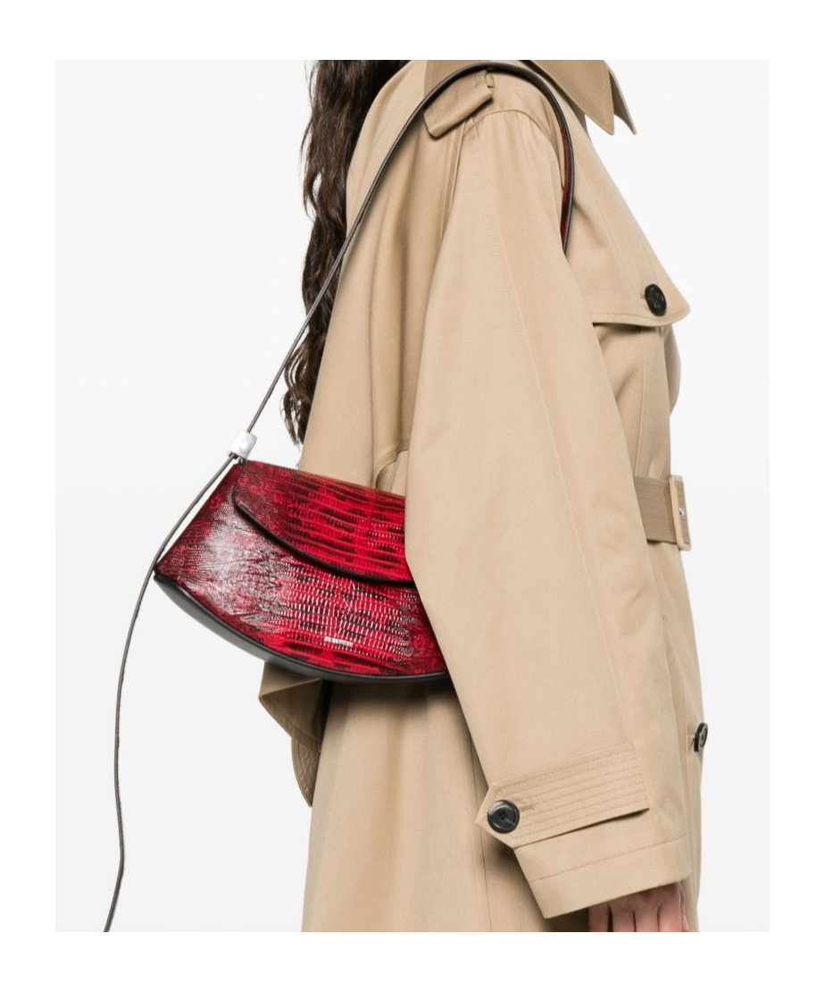 Jil Sander Structured Shoulder Bag In Rosso Vitello Leather In Red