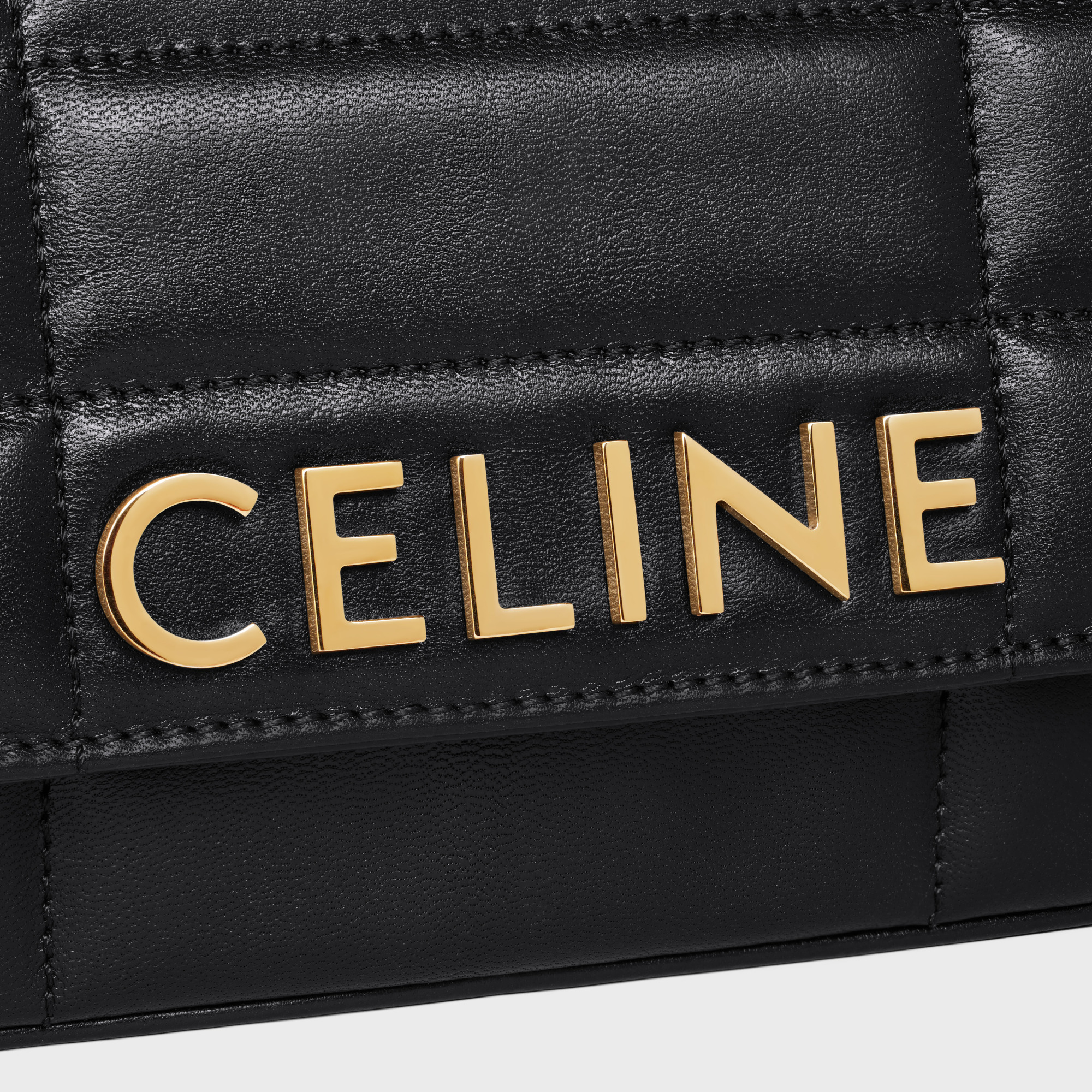 Celine Matelasse Monochrome Leather Shoulder Bag In Black