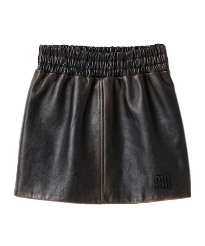 Miu Miu Elastic Waist Skirt In Black