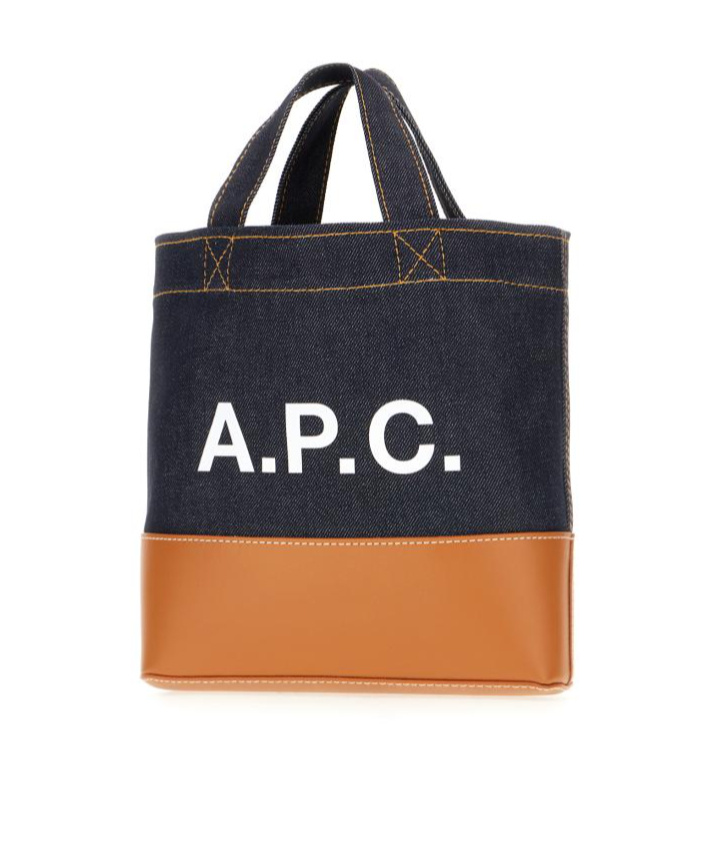 Apc Medium Logo-detail Denim Tote Bag In Black