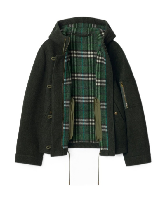 Burberry Wool Felt Hooded Jacket In Black