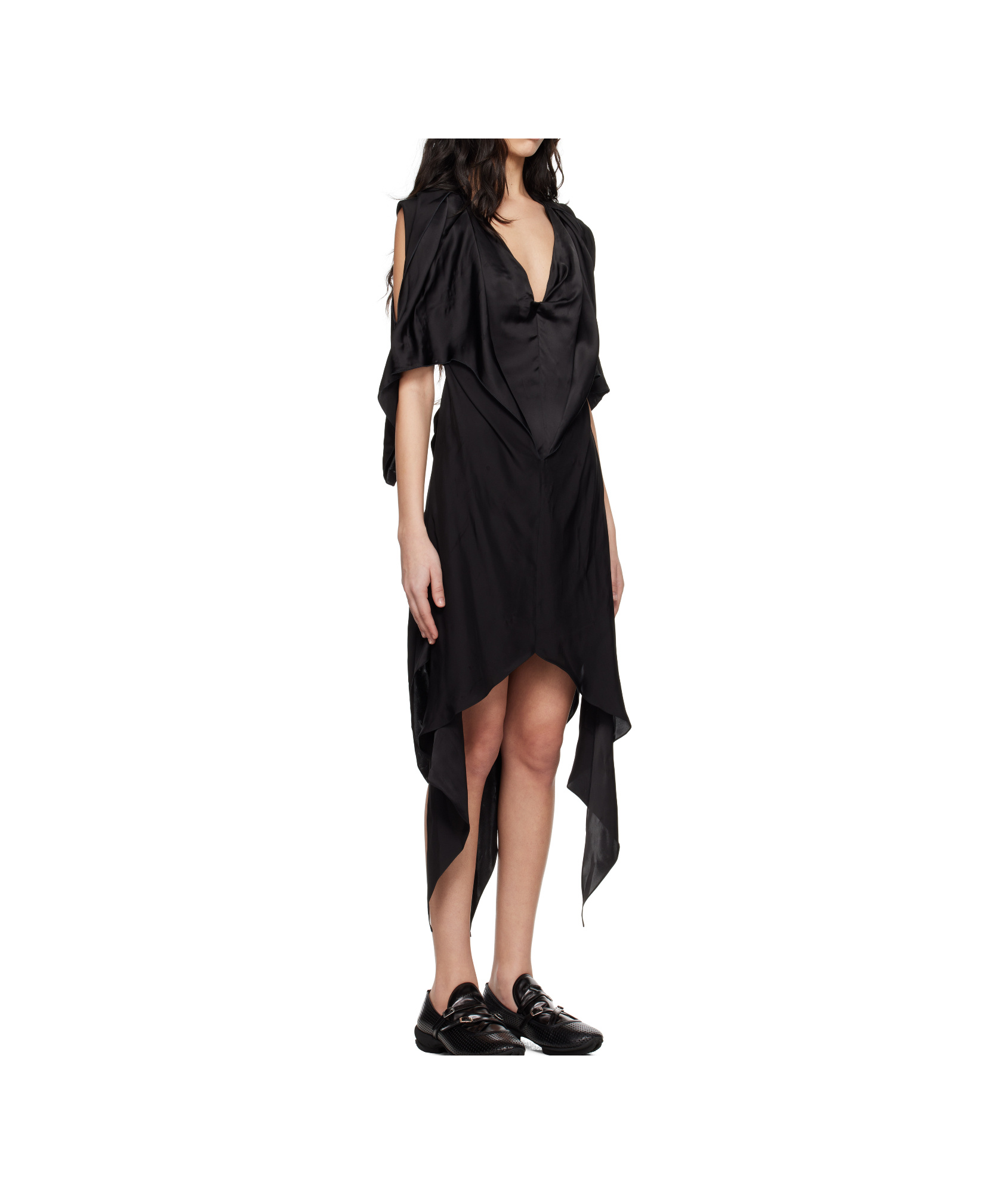 Kiko Kostadinov Black Fornax Draped Midi Dress In Black