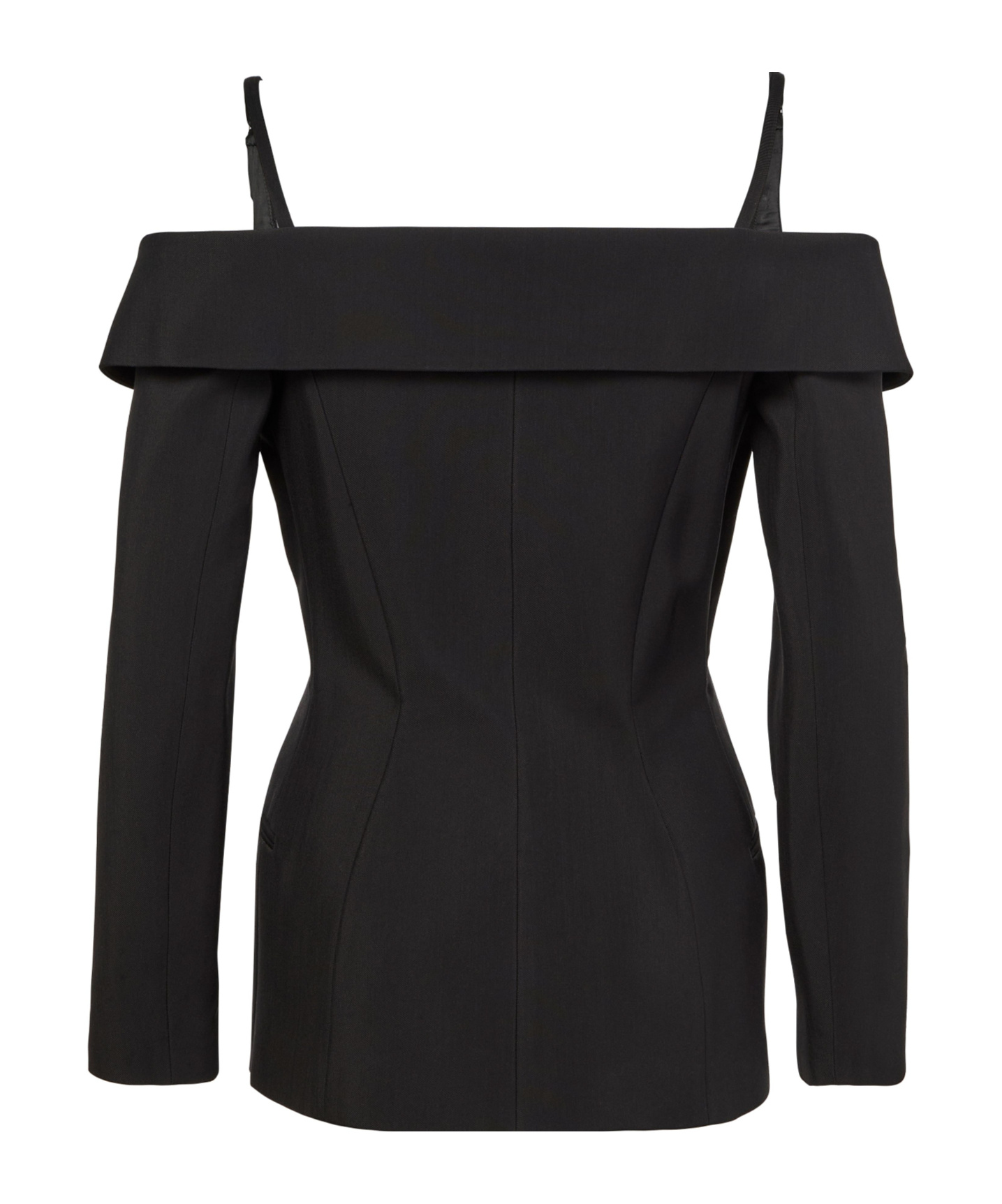Mugler Shoulder Strap Sleeveless Casual Jacket In Black