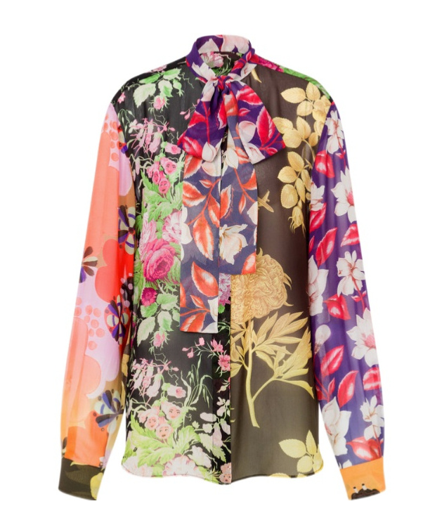 Moschino Printed Silk Georgette Shirt In Multi