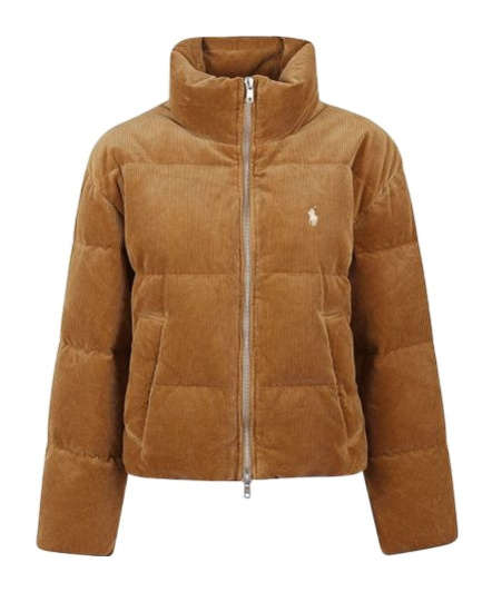 Polo Ralph Lauren Corduroy Quilted Puffer Jacket In Brown