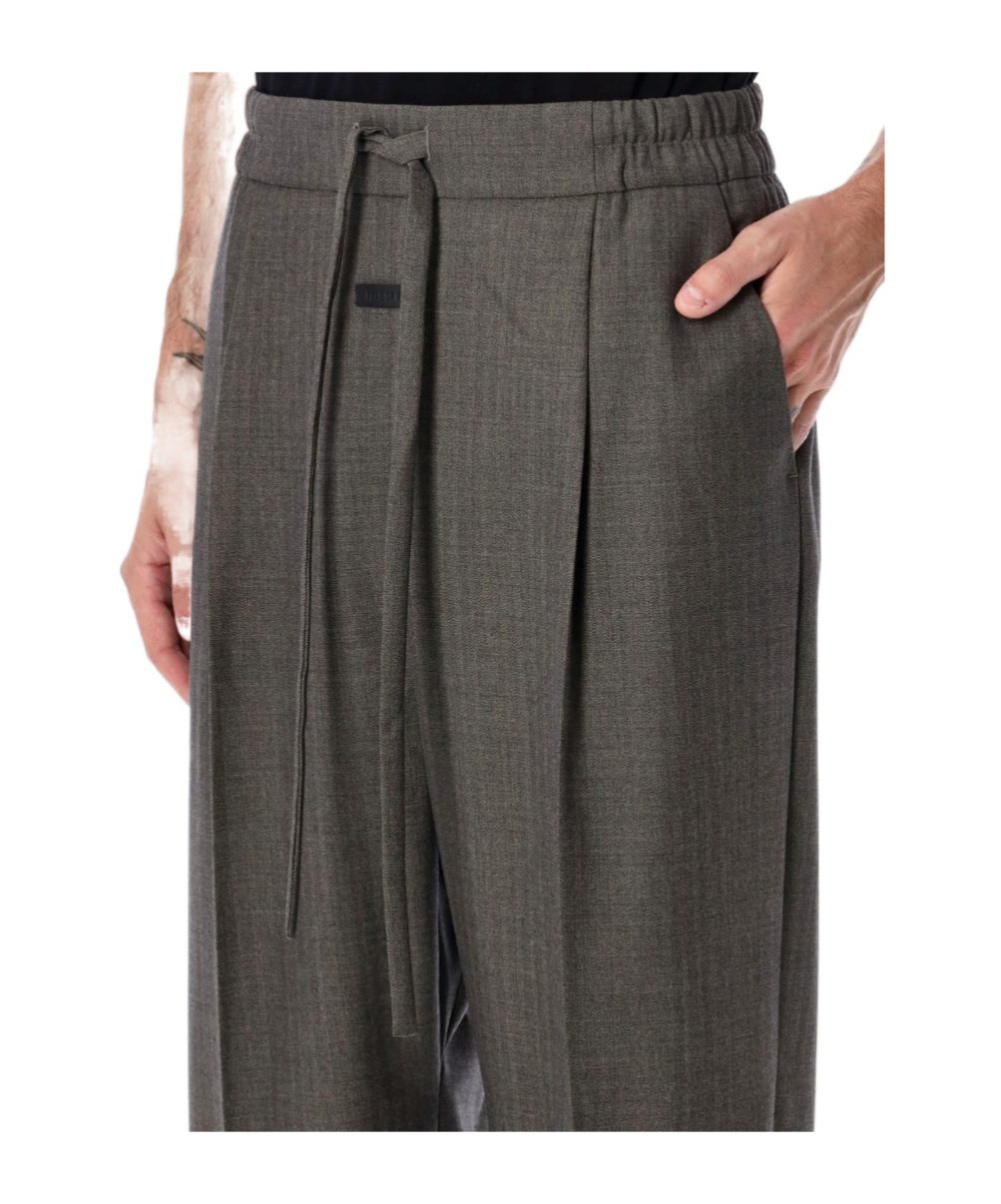 Fear Of God Heather Chevron Wool Drawstring Pants In Black