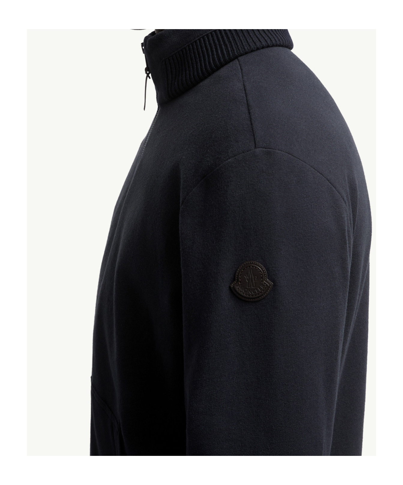 Moncler Cotton And Cashmere Zip-up Sweatshirt In Blue