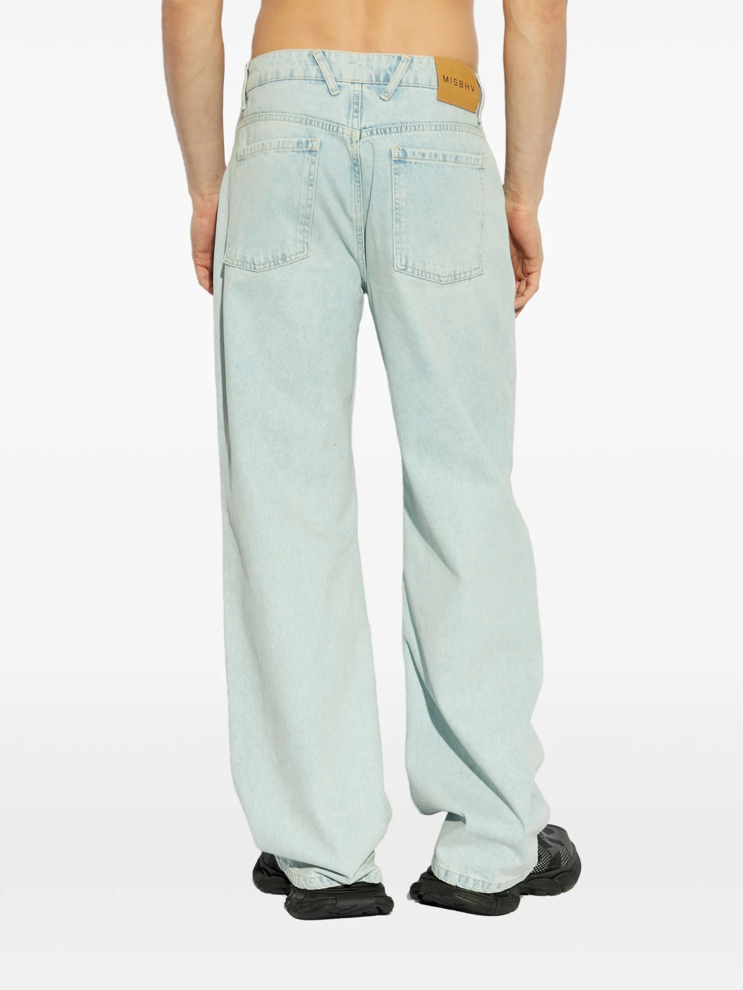 Misbhv Monogram-embroidered Carpenter Denim Trousers In Blue