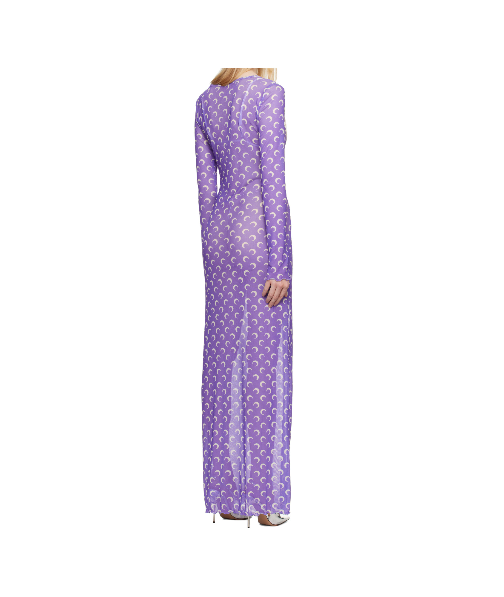Marine Serre Purple Moon Printed Mesh Panelled Maxi Dress